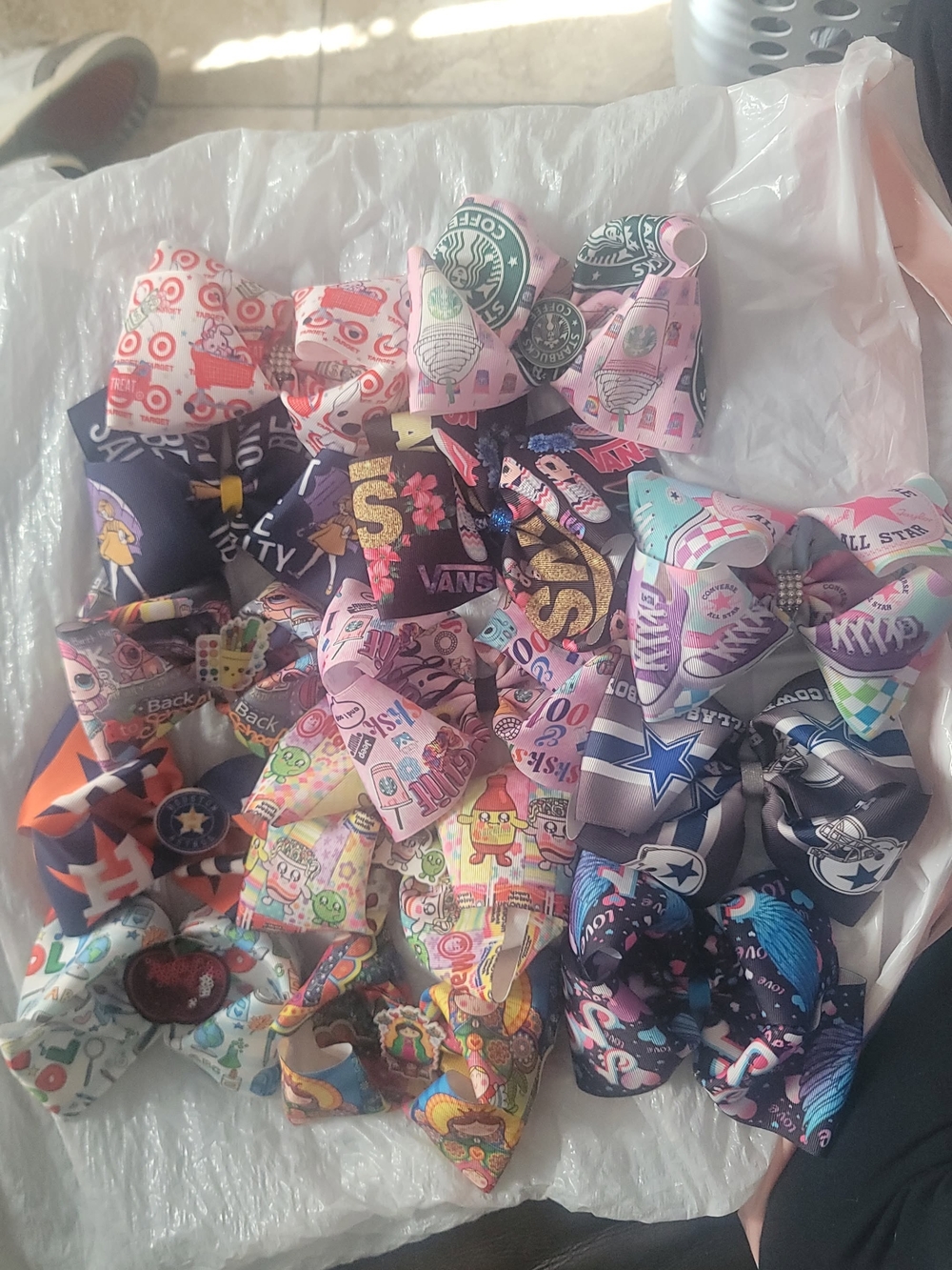 Assorted Kids Hair Bows - Pink, Purple, Blue Patterns